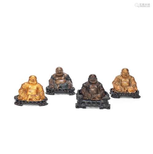 A GROUP OF FOUR FOOCHOW LACQUER BUDDHA FIGURES Early 20th Ce...