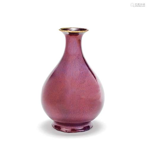 A FLAMBÉ GLAZED PEAR-SHAPED VASE, YUHUCHUNPING Underglaze bl...