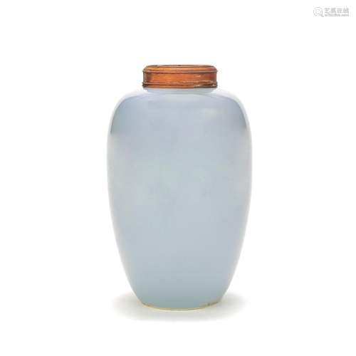 A CLAIR-DE-LUNE-GLAZED JAR  Underglaze blue Yongzheng six-ch...