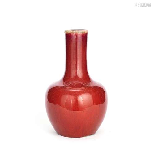 A COPPER RED GLAZED BOTTLE VASE 19th century