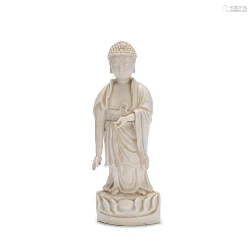 A BLANC-DE-CHINE STANDING FIGURE OF BUDDHA 19th century