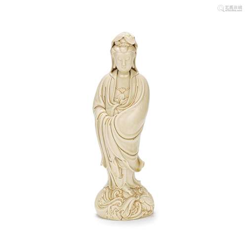 A BLANC-DE-CHINE FIGURE OF GUANYIN 19th century