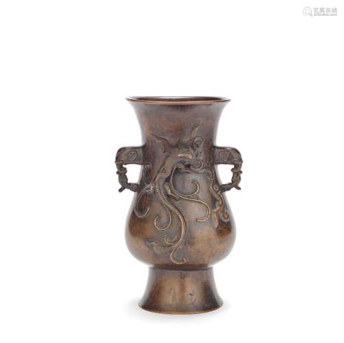 A BRONZE VASE Xuande six-character mark, Qing Dynasty