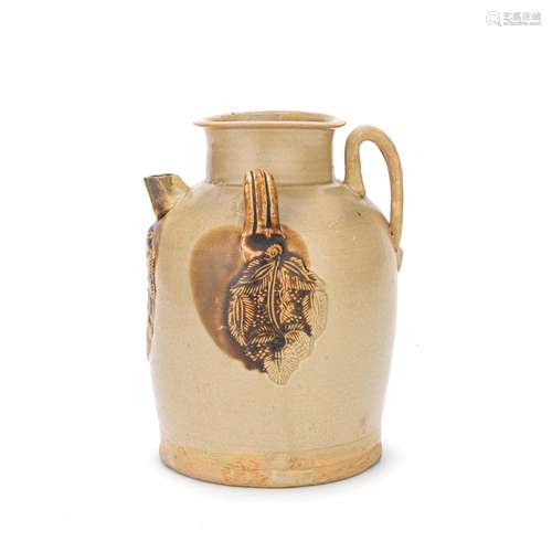 A CHANGSHA CREAM AND BROWN GLAZED EWER Tang Dynasty (2)