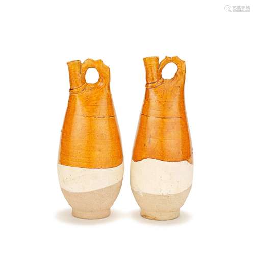 A PAIR OF AMBER GLAZED FLASKS Liao Dynasty (2)