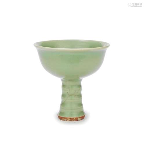 A LONGQUAN CELADON STEM BOWL Ming Dynasty