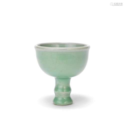 A LONGQUAN CELADON STEM CUP Ming Dynasty