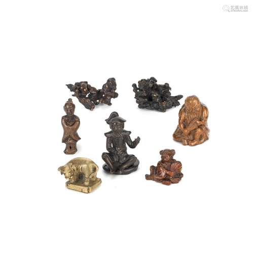 A COLLECTION OF BRONZE AND BAMBOO WEIGHTS AND CARVINGS Qing ...