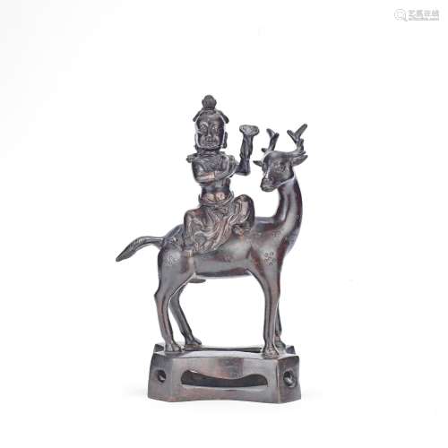 【*】A BRONZE 'IMMORTAL AND DEER' GROUP Ming Dynasty
