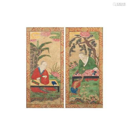 A PAIR OF FIGURATIVE PAINTINGS Korea, Joseon Dynasty, 19th c...