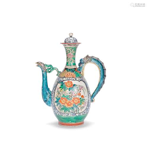 AN AO-KUTANI EWER AND COVER 19th century (2)