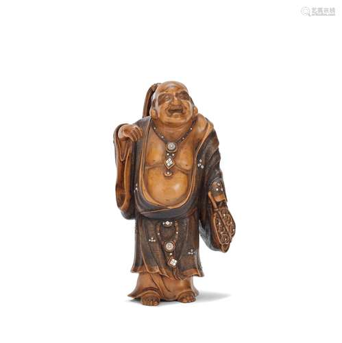 【*】A BOXWOOD MODEL OF HOTEI Meiji Period