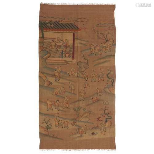 A Chinese kesi silk 'boys' panel<br />
<br />
Ming dynasty, ...