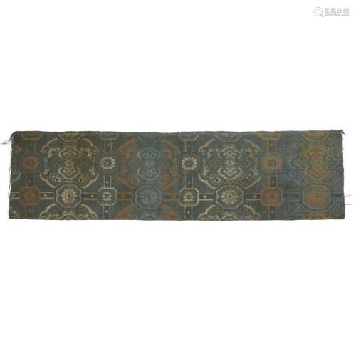 Fragments of a Chinese silk brocade and a Ikat panel <br />
...