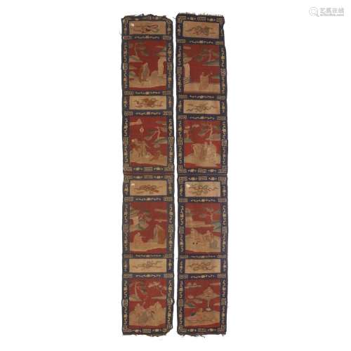 A pair of Tibetan kesi and couched silk panels<br />
<br />
...