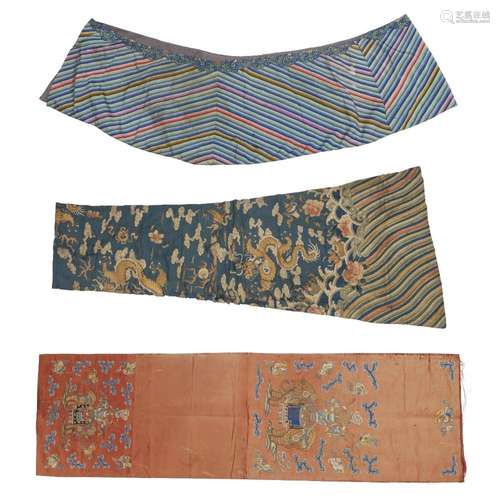 Three Chinese silks<br />
<br />
Qing dynasty, 19th century<...