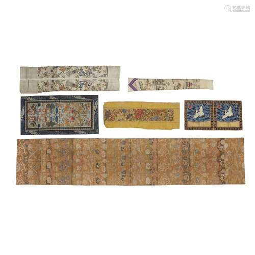 Five Chinese silk embroideries and one Japanese obi<br />
<b...