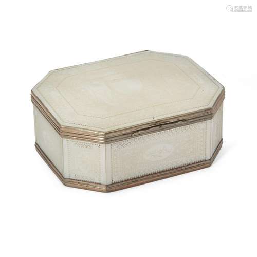 A Chinese silver-mounted mother-of-pearl octagonal box and h...