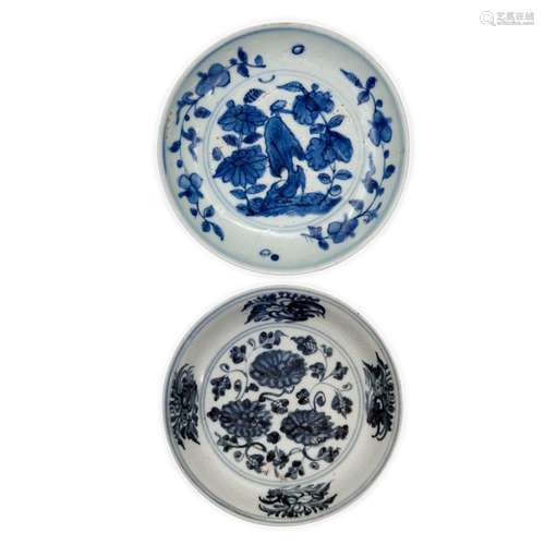 Two Chinese blue and white dishes<br />
<br />
Ming dynasty,...