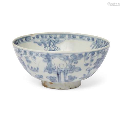 A large Chinese blue and white ‘rabbit and bird’ bowl<br />
...