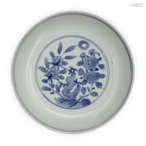 A Chinese blue and white dish<br />
<br />
Qing dynasty, 18t...