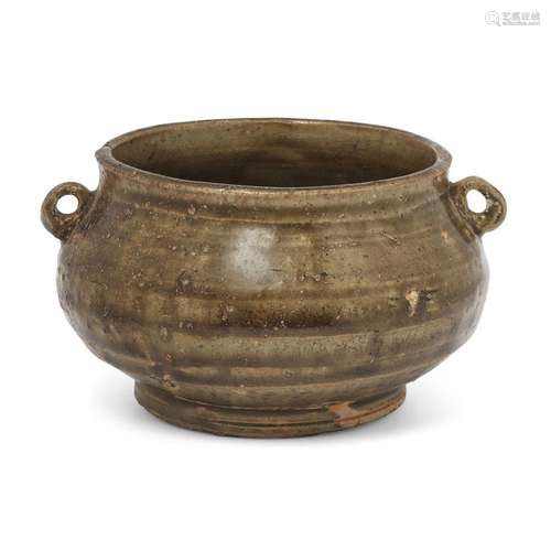 A Chinese olive green-glazed incense burner<br />
<br />
Min...