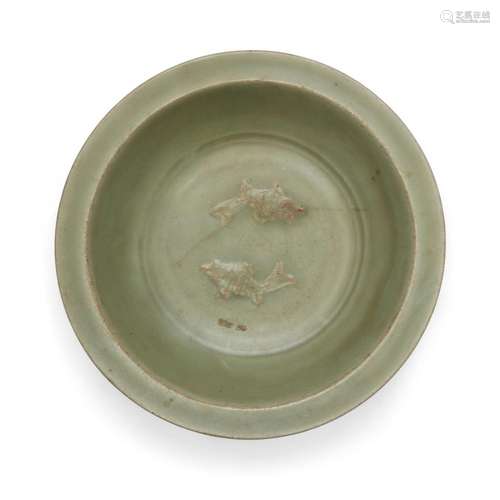 A Chinese Longquan celadon-glazed 'twin fish' dish<br />
<br...