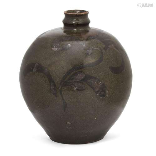 A Chinese Henan teadust-glazed globular jar with ribbed neck...