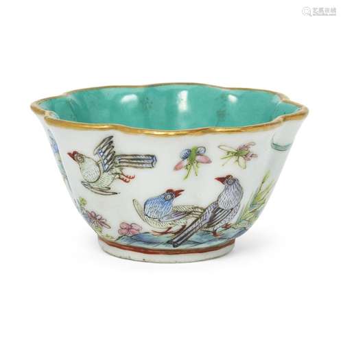 A Chinese famille rose petal-lobed 'chicken' cup<br />
<br /...