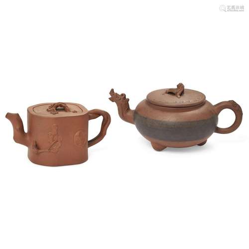 Two Chinese Yixing stoneware teapots and covers<br />
<br />...