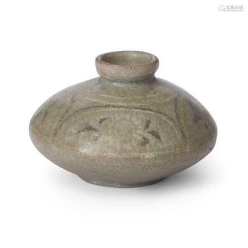 A Korean inlaid celadon 'oil' bottle<br />
<br />
Goryeo dyn...