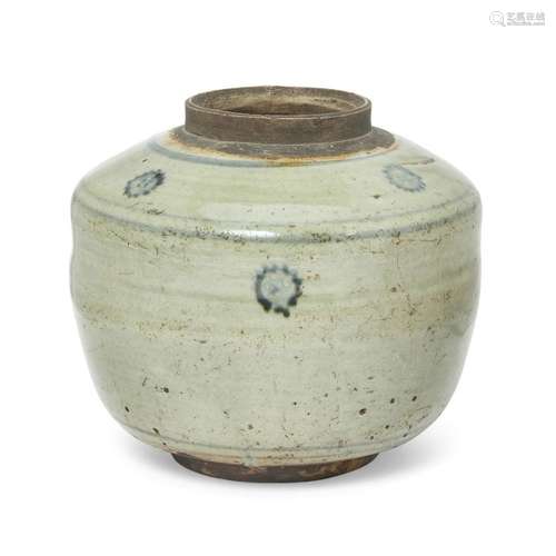 A Korean blue and white jar<br />
<br />
Joseon dynasty, mid...