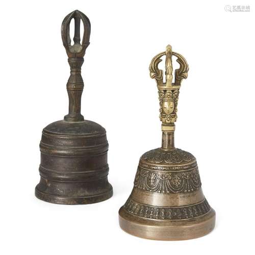 A Tibetan parcel gilt copper alloy vajrabell, ghanta, and a ...