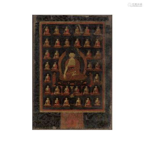 A Tibetan thangka of Śākyamuni<br />
<br />
17th - 18th cent...