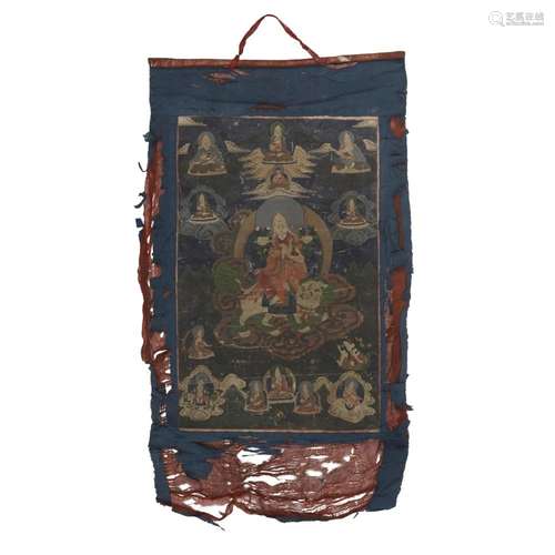 A Tibetan thangka of Tsongkhapa<br />
<br />
Late 19th centu...