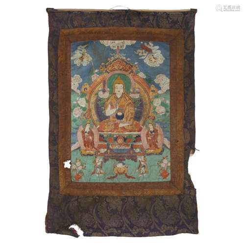 A Tibetan thangka of Tsongkhapa<br />
<br />
Late 19th centu...