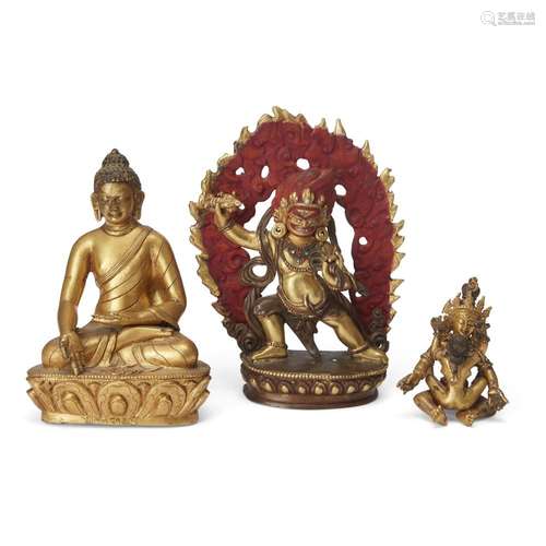 Three Tibetan Gilt bronze Buddhist statues<br />
<br />
17th...