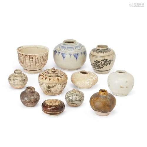 A group of eleven various Annamese and Thai small jars and b...