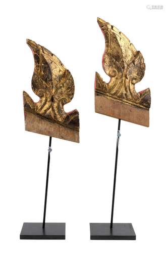 A pair of Thai giltwood finials<br />
<br />
18th/19th centu...