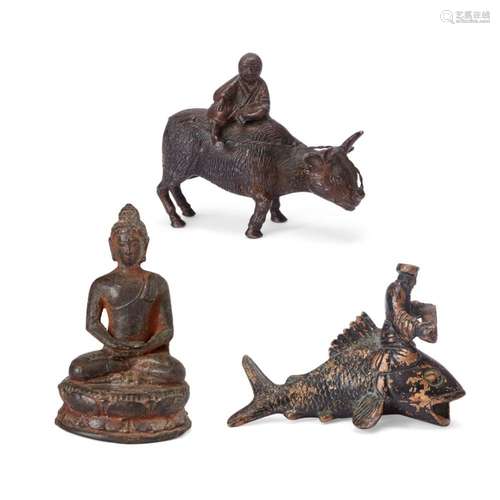 Two Japanese and one South East Asian bronze figure<br />
<b...