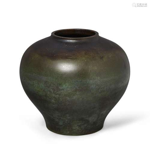 A Japanese green patinated bronze vase<br />
<br />
Meiji Pe...