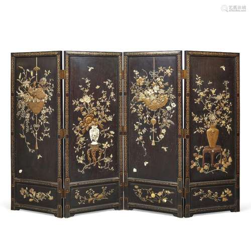 An exceptional Japanese Shibayama-type hardwood lacquered an...