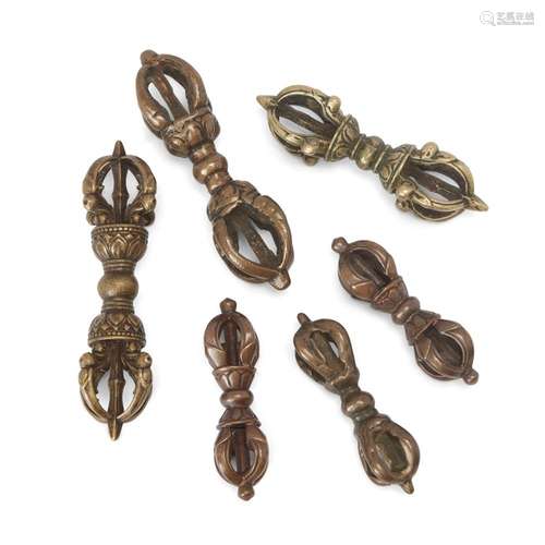 Six Tibetan five-pronged bronze vajras, Dorje <br />
<br />
...