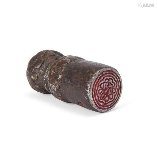 A Tibetan damascened iron seal<br />
<br />
18th/19th centur...