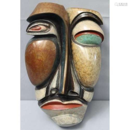 Louis Mendez Enameled Bronze Modernist Mask