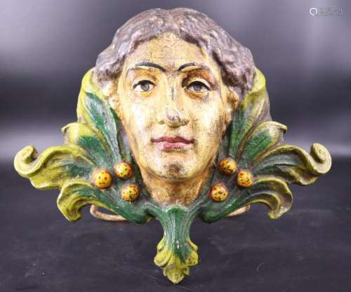 Heavy Antique Painted Iron Face.