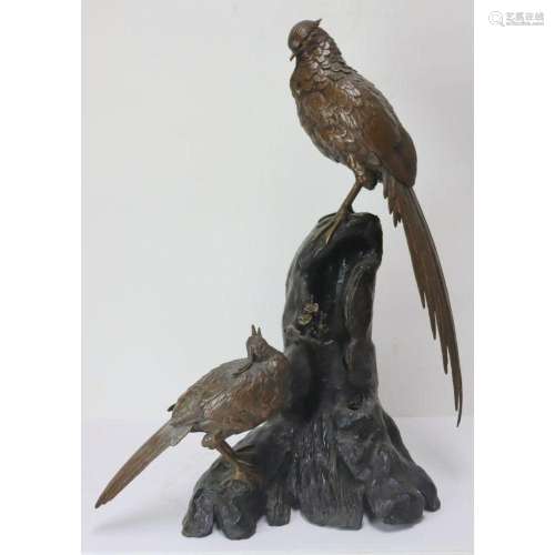 Large & Impressive Bronze Sculpture Of Birds.