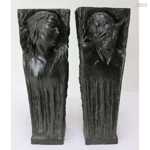 A pair Of Antique Bronze Vases.