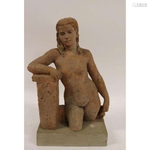A Large Figural Study Young Girl In Terra Cotta
