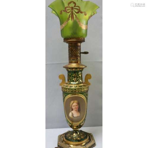 A Fine Bohemian Glass Portrait Vase Mounted As A